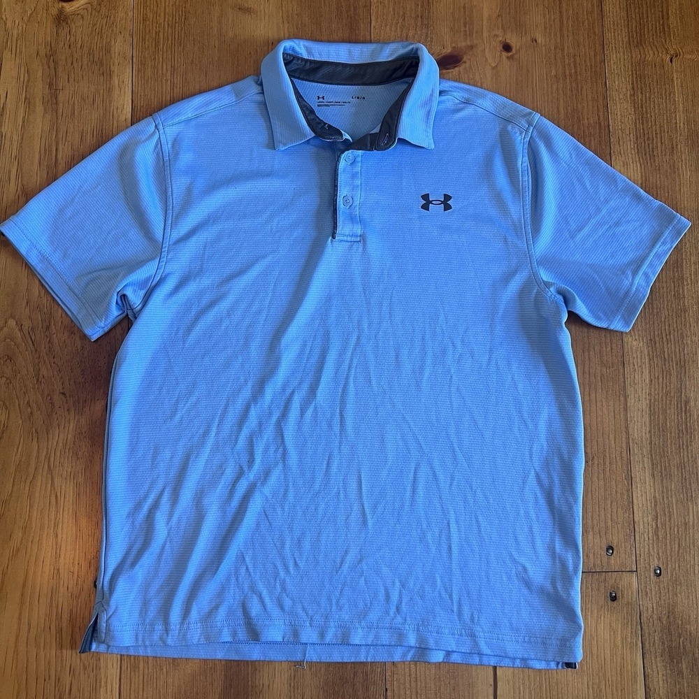 Under Armour Men's Tech Polo Shirt Size Large Blue HeatGear Loose Fit Golf A9‎